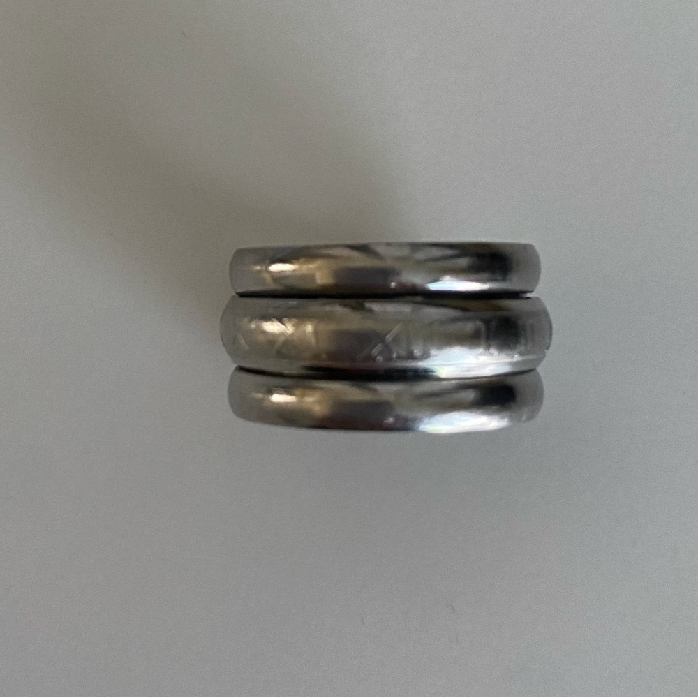 Retro/Vintage Stainless Steel Triple Band Spinner Ring sz 10